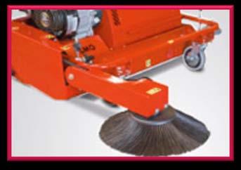 Equipped with a hinged side broom (inset), the TurfSoft TS3 eliminates dirt