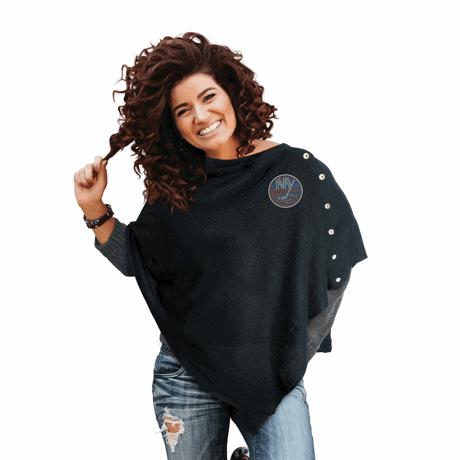 Black Out Button Poncho 5653-ISLD 686699946 Immediate 3 Days 6 Days 9 Days 29 29 29 29 Crystal