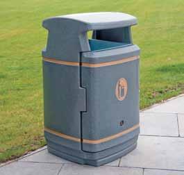 Centuro Litter Bin A modern, large capacity litter bin, manufactured from Duracore advanced material for exceptional strength and durability. Bin-it symbol in Gold, Silver, or White.