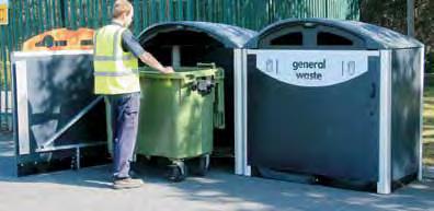 Choice of Modus 770 which can house a 600 litre, 660 litre or 770 litre wheeled bin or Modus 1280 which can house a 1100 litre or 1280 litre wheeled bin.