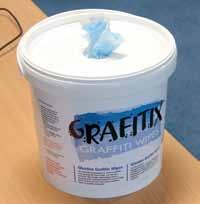 One tub contains 150 doubled-sided (smooth/textured) wipes for removal of graffiti. Easy to use on many materials and surfaces. Non-hazardous. Sealed lid ensures a long product life.