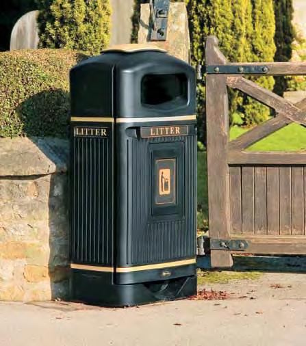 The Streamline Jubilee litter bin is ideal for areas such as bus stops and narrow streets where larger bins become an obstruction.