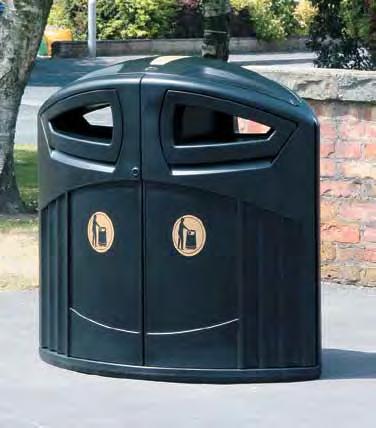 Nexus 200 Litter Bin Nexus 200 is a twin liner litter bin with a slimline, elliptical shape which takes up minimal space on the pavement, whilst the apertures are visible from all angles.