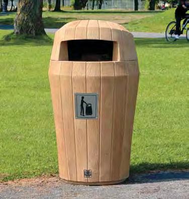 Sherwood Litter Bin Sherwood is manufactured from Everwood material, a unique, realistic timber grain polymer.