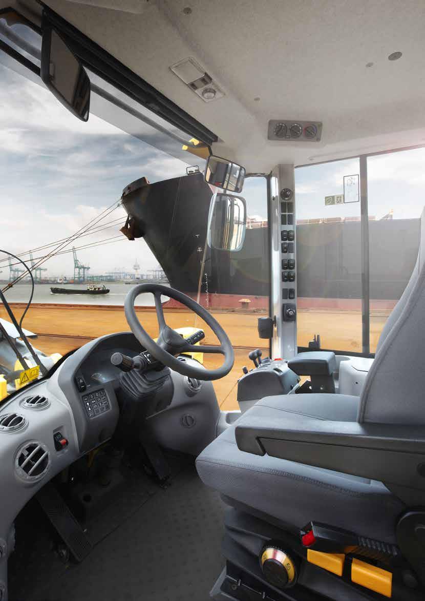 Visibility Safely access the cab via the entry ladder and benefit from all-round visibility from large expanses of glass, slim cab pillars and well