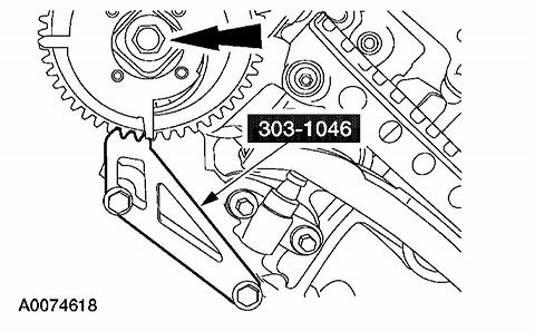 1. Install the camshaft variable timing sprocket assembly and loosely install a new bolt and washer. 2.