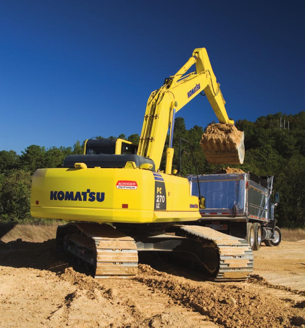 PC270LC-8 H YDRAULIC STABILITY E XCAVATOR Increased Stability The new, heavier counterweight in the PC270LC-8 provides operators with increased lift capacity and with firm footing on the ground to