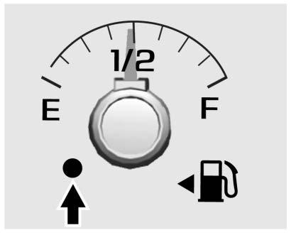 Low Fuel Warning Light (Base Level) English Shown This light comes on for a few seconds when the ignition is turned on as a check to indicate