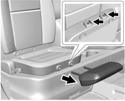 To reinstall the headrest: 1. If installed as a seat cushion extension, first press both buttons on the front of the seat cushion to remove the headrest. 2.
