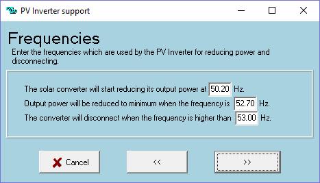 Frequencies This Assistant prevents overcharging of a battery by turning the PV inverter off Check it the PV inverter can
