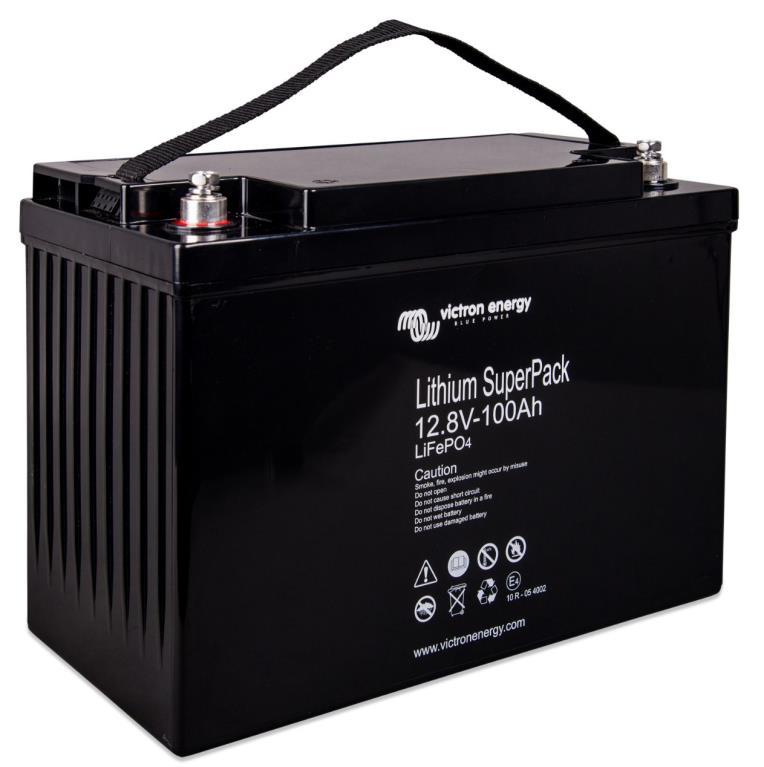Lithium Super Pack 12,8V/50-200Ah Integrated BMS and safety switch The SuperPack batteries are extremely easy to install, not needing any additional components.