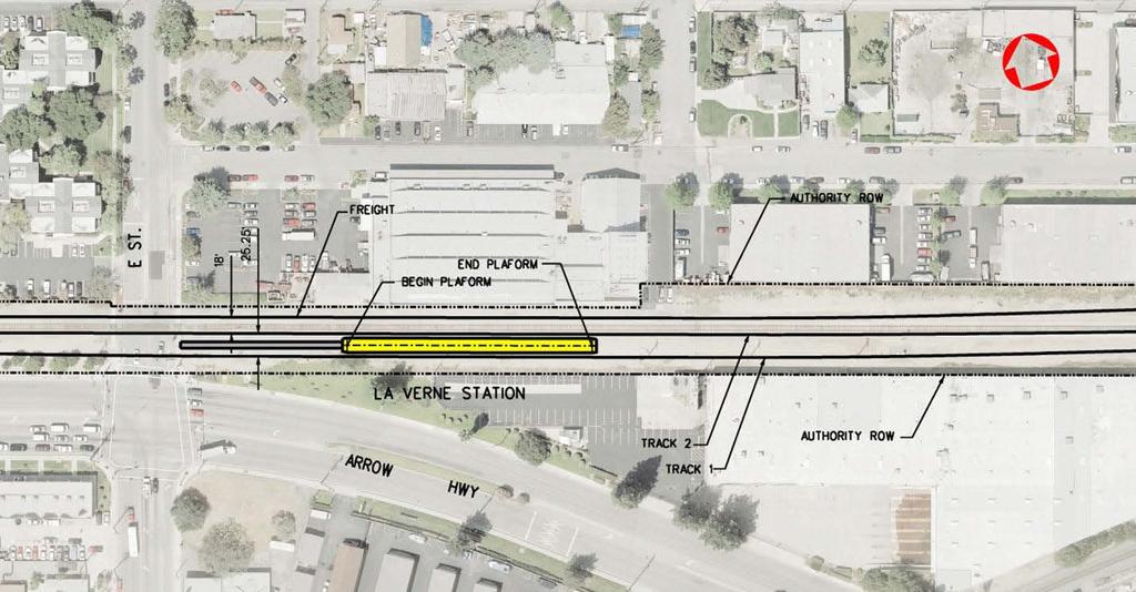 Existing Right-of-Way Throughout the City of La Verne, the Metro right-of-way is 100 feet wide except along one short section between B Street and E Street where the width varies between