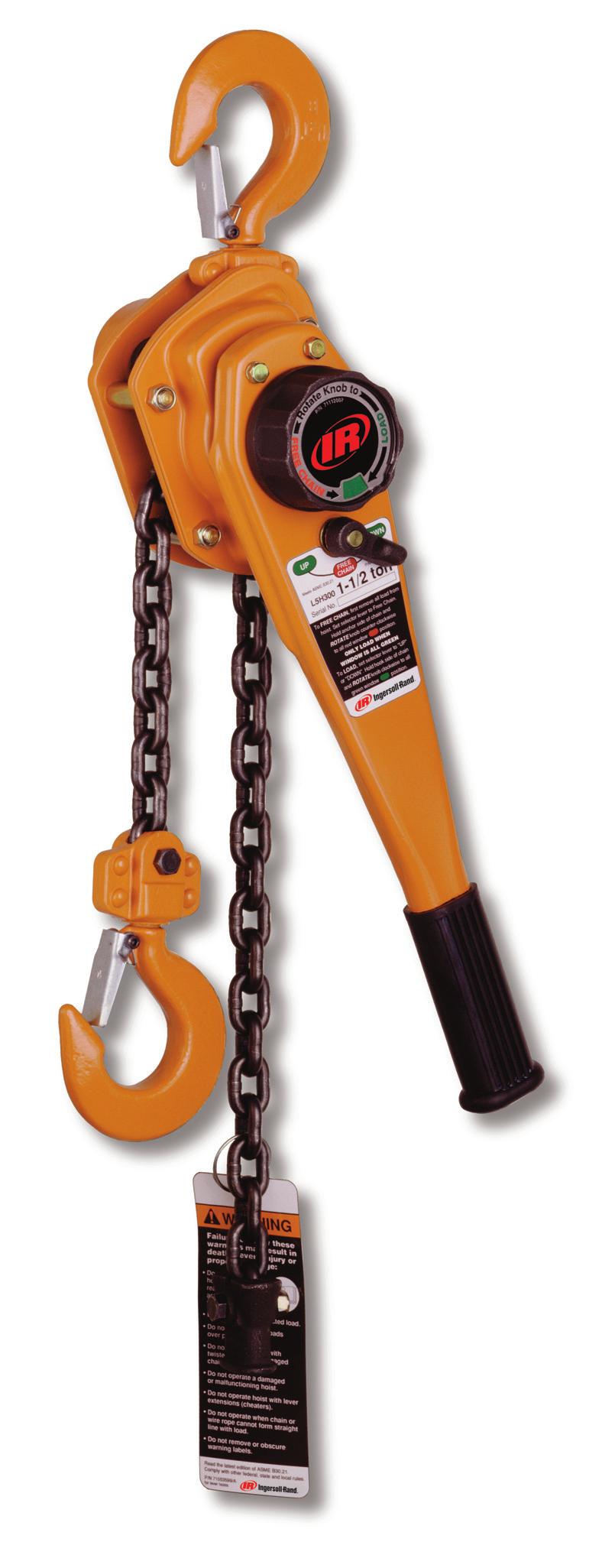 R HIN L5H Premium Series Lever hain Hoist 3/4 6 metric ton Line Pull apacity eatures Our top of the line lever chain hoist. The ultimate in performance, endurance.