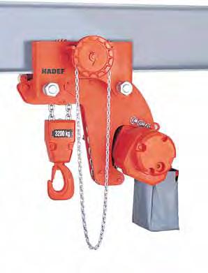 Serial odel up to EX-class: II G IIB c T II D c 5 C Pneuatic Chain Hoist cobined with onorail trolley.