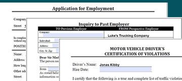 Driver Qualification Driver qualification (Part 391) Application 391.21 Driving & employment investigation - 391.