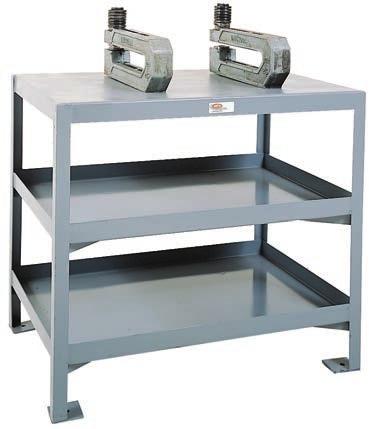 steel shelves will not crack, splinter or absorb liquids maintenance is easy! Available in three comfortable working heights. All units are shipped fully assembled; gray enamel finish. The 3000 LB.