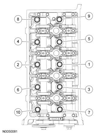 Stage 5: Tighten an additional 90 degrees. 27. Tighten the new LH cylinder head bolts in 5 stages in the sequence shown.
