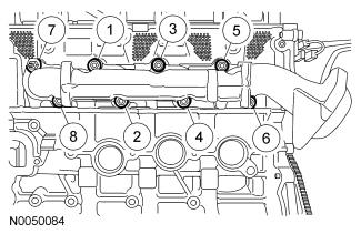 75. Install the LH engine support insulator bracket and the 4 bolts.