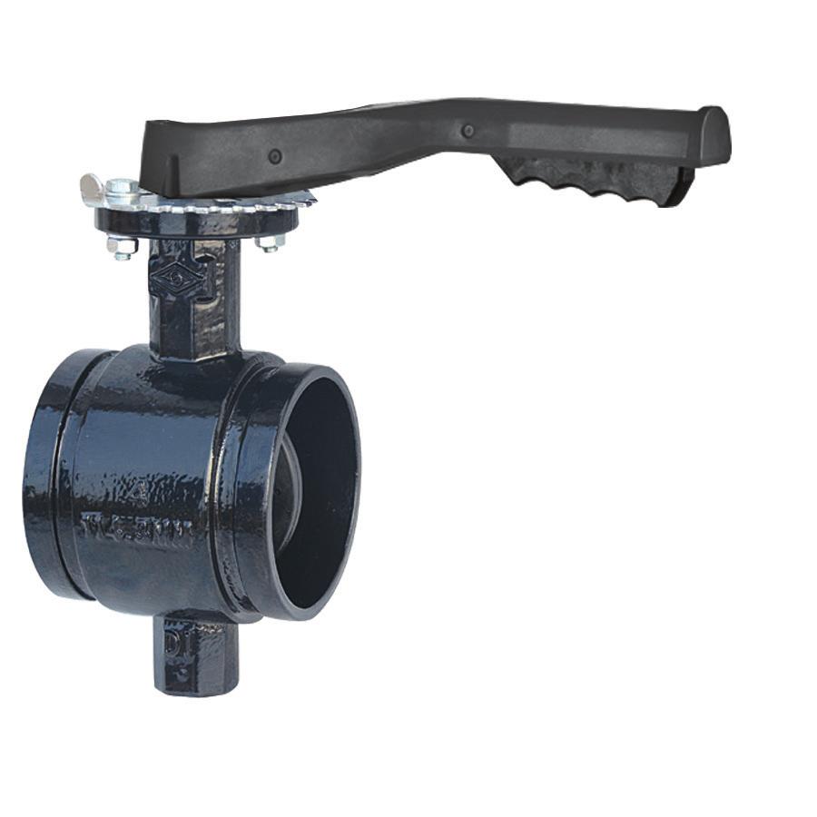 Grooved Butterfly Valve W50-A-(ED/ND)-GG-S-LL W50-A-ED/ND-GG-S-LL Design Standard: MSS SP-67 Connection Ends: Grooved to AWWA C606 Top Flange Standard: ISO 5211 Stem drive by keys, parallel or