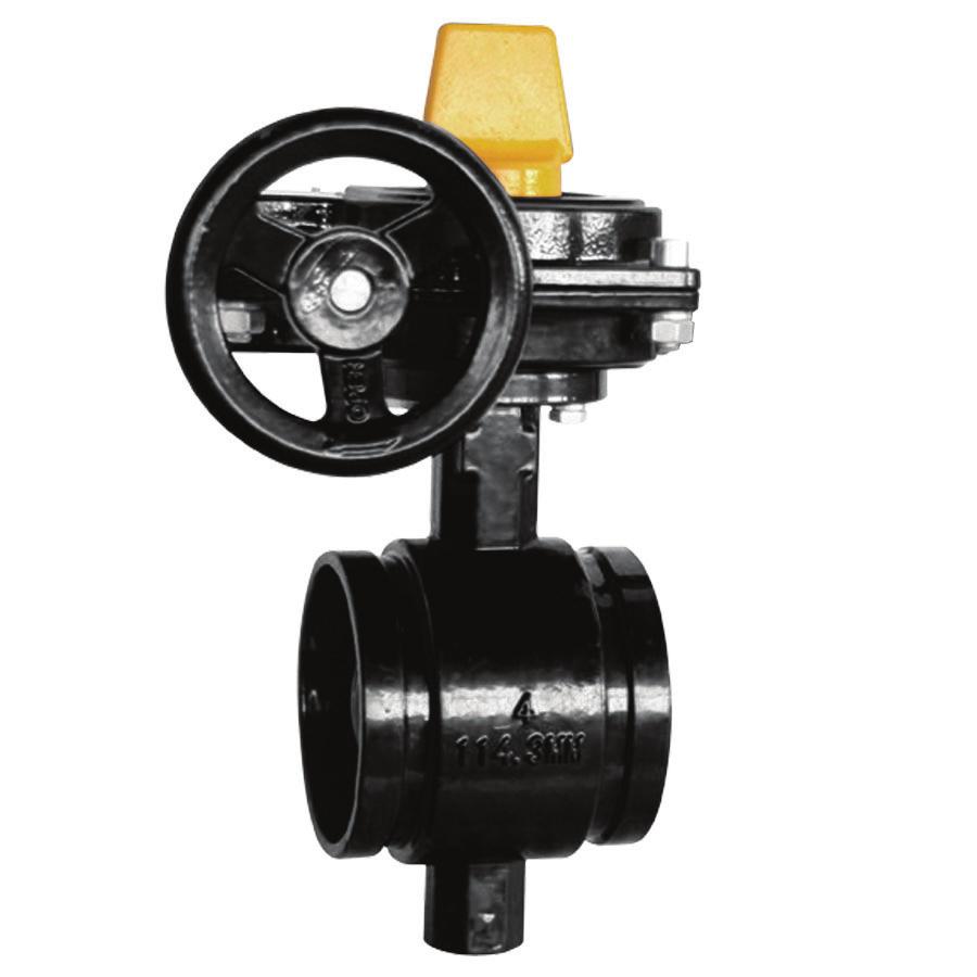 Grooved Butterfly Valve W50-A-(ED/ND)-GG-S-GO W50-A-(ED/ND)-GG-S-GO Design Standard: MSS SP-67 Connection Ends: Grooved to AWWA C606 Top Flange Standard: ISO 5211 Stem drive by keys, parallel or
