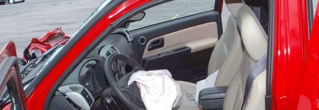 Deployed Frontal Airbags A car in which a front impact airbag has deployed can