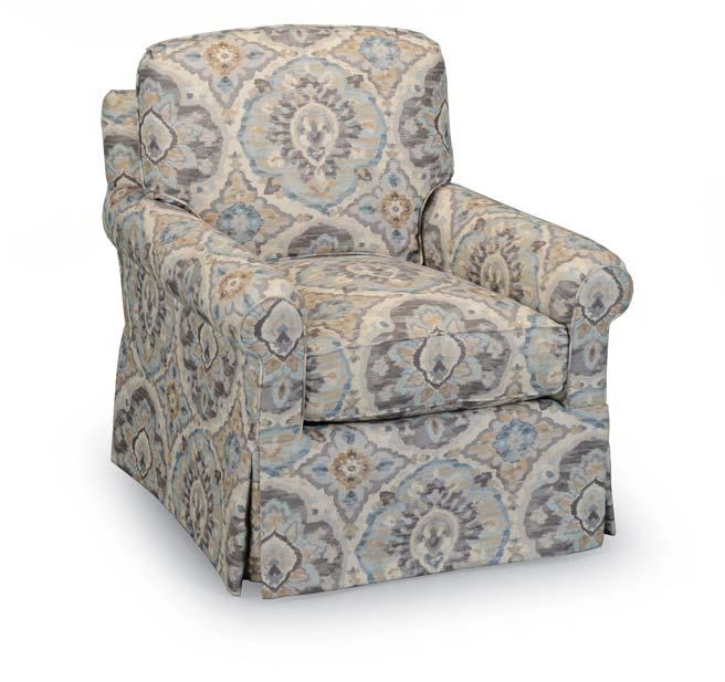 ESSENTIALS COLLECTION EXAMPLES SHOWN: ECSW-1137 STOCK LENGTH This 36-inch deep Essentials chair features an extended casual arm, square back pillow, and waterfall skirt. It is 37 wide.