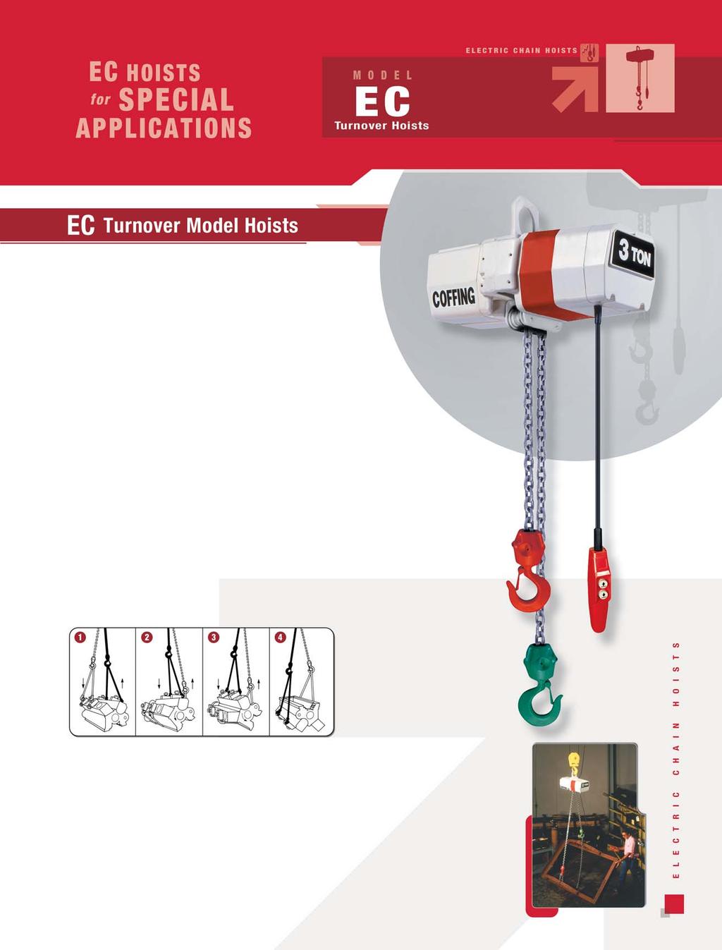 COFFING EC Turnover Models - Specially modified EC Hoist designed for machining, assembly, or repair applications which require complete rotation and/or precise positioning of large, non-symmetrical