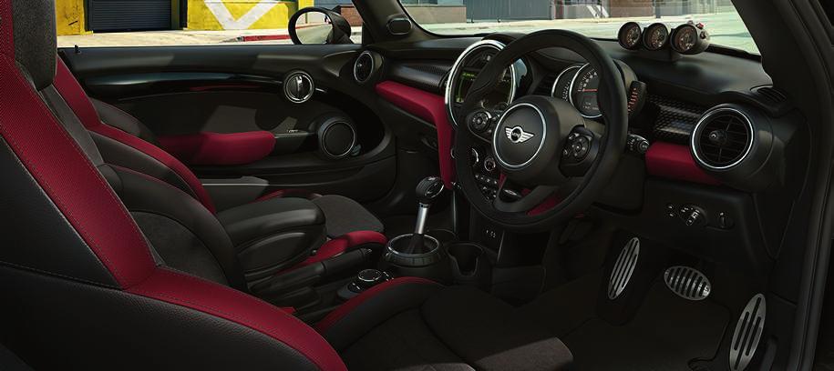 The John Cooper Works leather steering wheel and stainless steel pedal pads are just some of the details in the John Cooper Works Interior package (2) that