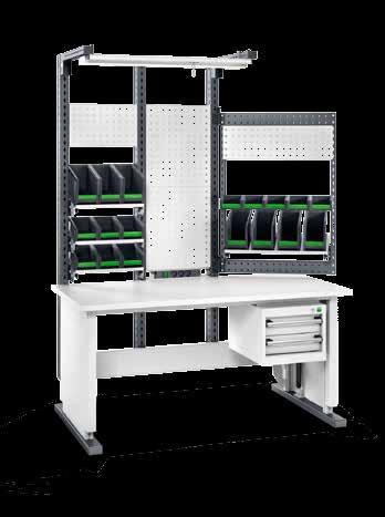 avero Standalone workstations Complete workstation 1 3 x vertical profiles 3 x cable ducts with brush strips for vertical profile 2 x arms 1 x hanging drawer cabinet with 2 drawers 100 and lock 1 x