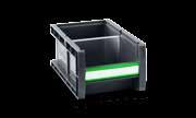 bin with full filling volume Transparent polycarbonate (PC) allows better view of the contents of the box