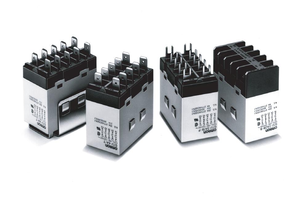 Power Relay G7J Electromechanical Relays A High-capacity, High-dielectric-strength, Multi-pole Relay Used Like a Contactor Miniature hinge for maximum switching power for motor loads as well as