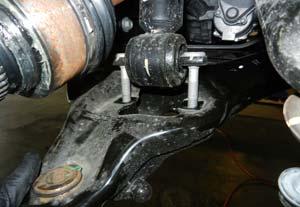 Make sure there is enough slack when lowering the control arm down.