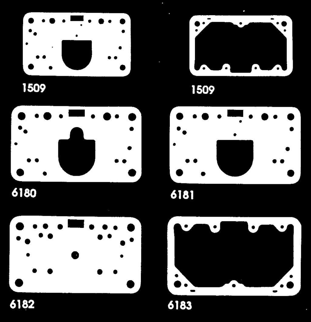 CARBURETOR FUEL BOWL AND METERING BLOCK Replacement fuel bowl and metering block gaskets for Holley carburetors 6100 series gaskets are made from rubber coated material designed to minimize swelling