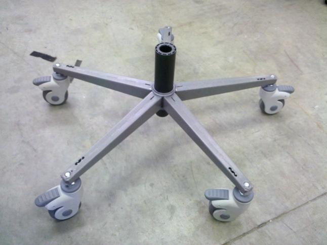 In design of the base, there are two main goals which have been met the material is able to house several wheels (so the L.A.D. can be mobile) and prevent the user from tipping over during use.