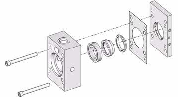 4. Using supplied bolts in the cylinder seal kits, press seal (6) into outlet