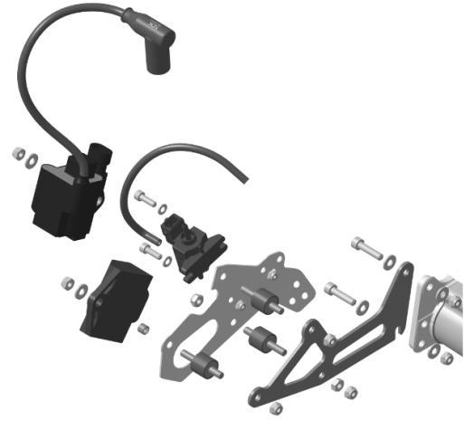 Ignition coil (same for all engines) with separate electronic box (ECU, specific for every engine).