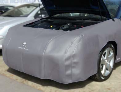 Made of strong grey foam-coated artificial leather. With imprint of the PEUGEOT logo to support the workshop s image.