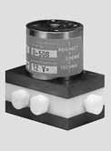 The valves are constructed in the seating principle, the solenoid inner parts being separated from medium by a PTFE diaphragm.