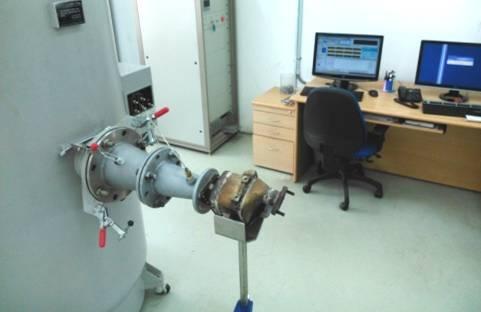 pressure drop measurement test. The converter assembly is mounted on cold flow bench with appropriate setup. The test setup is shown in Fig.