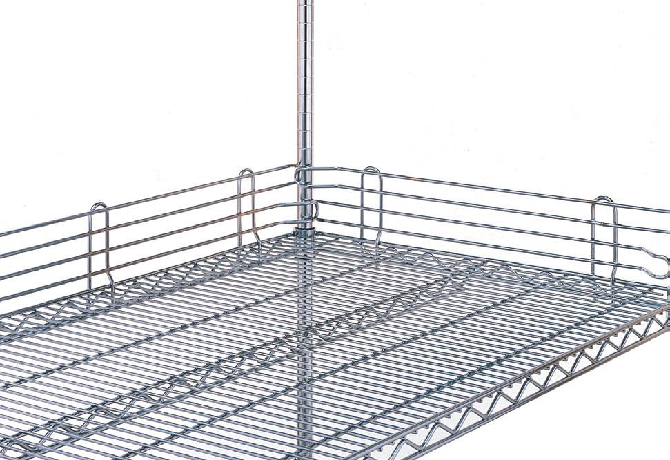Shelf Ledges Side and Back For stationary or mobile installations, ledges prevent items from protruding or falling from shelves. 1" (25mm) High Ledges Actual Length Pkd. Wt.