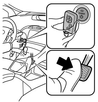 With the brake pedal released, the first push of the power button operates the accessory mode, the second push operates the ignition-on mode, and the third push turns the ignition off again.