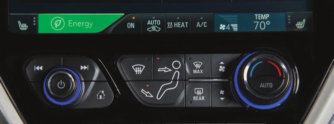 CLIMATE CONTROLS Driver s Heated Seat Button Climate On/Off Recirculation Mode Heat Power A/C Power Fan Speed Display Temperature Display Passenger s Heated Seat Button Defrost/ Defog Mode Air