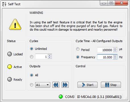 8 SETTINGS VIA THE MICT 8.7 Self Test Operational safety!