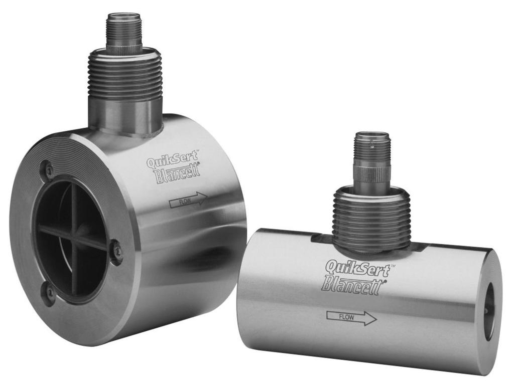 DESCRIPTION Turbine Flow Meter QuikSert The QuikSert in-line turbine flow meter was developed for liquid applications where accuracy and dependability are needed.