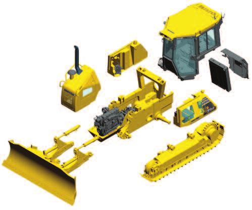 Parallel Link Undercarriage System (PLUS) Komatsuʼs new Parallel Link Undercarriage System (PLUS) provides less downtime plus longer wear with up to 40% lower