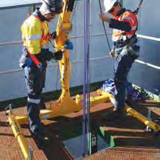 The combination of davit arm and mast allows the operator to pivot the system for easier and safer rescue.
