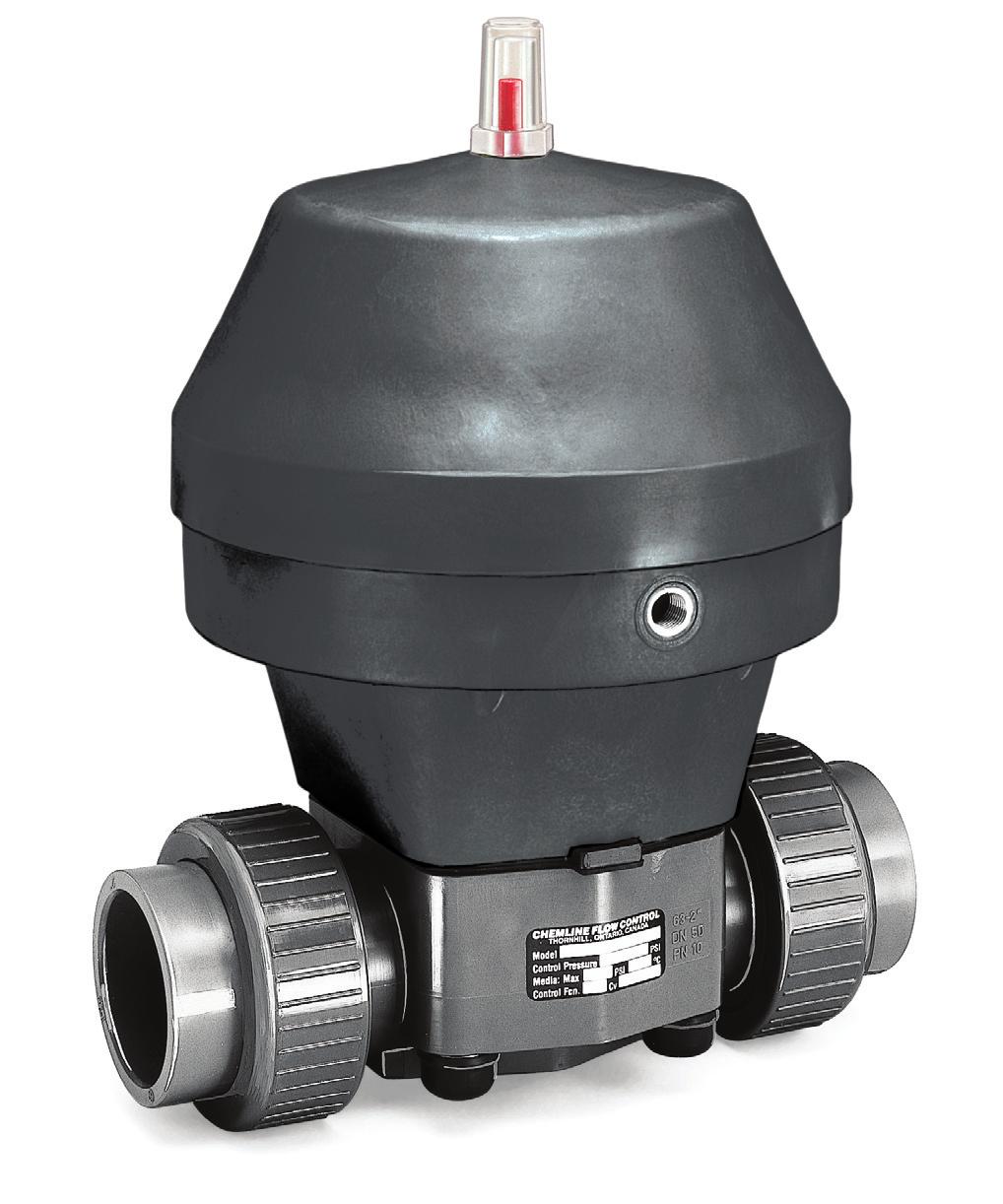 PDF Published March 1, 2013 Type 7 Diaphragm Valves PVC CPVC PP PVDF pneumatically actuated SERIES: Type 7 SIZES: 1/2 4 ENDS: DIAPHRAGMS: True Union Socket, Threaded or ChemFlare TM1 Spigot 2 bodies