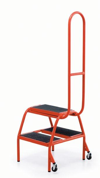 Finished epoxy powder coated red and includes safety grip treads. The 4 tread model is fitted with double handrails as standard. Available in 2, 3, and 4 tread models.