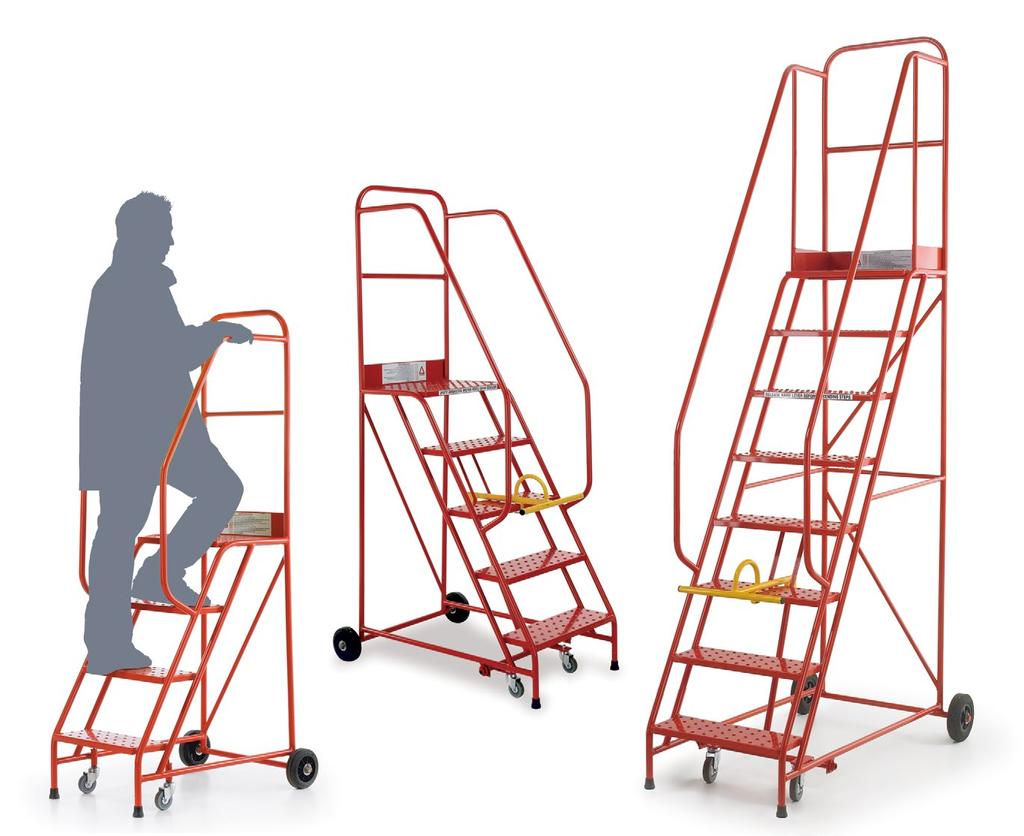 Topstep - Heavy Duty Steps A range of red powder coated, fully welded, tubular framed mobile safety steps. Available in 5 heights and includes punched steel treads.