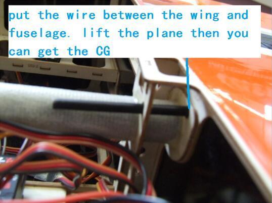 Balance CG of Airplane: Install the two balance rods in their position as shown in the picture below